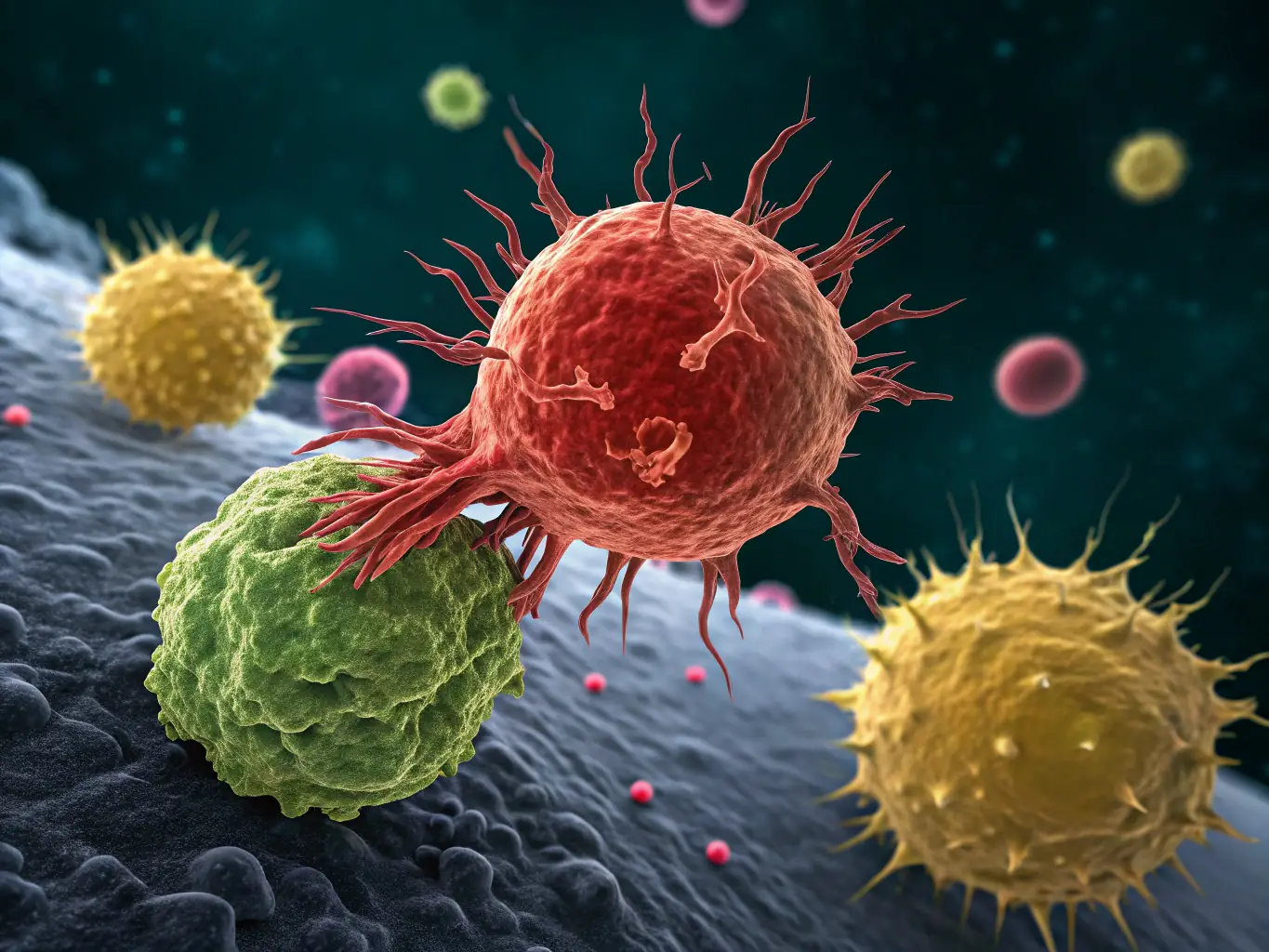 An illustration depicting inflammatory processes in joints, representing inflammatory pain research, with immune cells and inflammatory mediators highlighted.