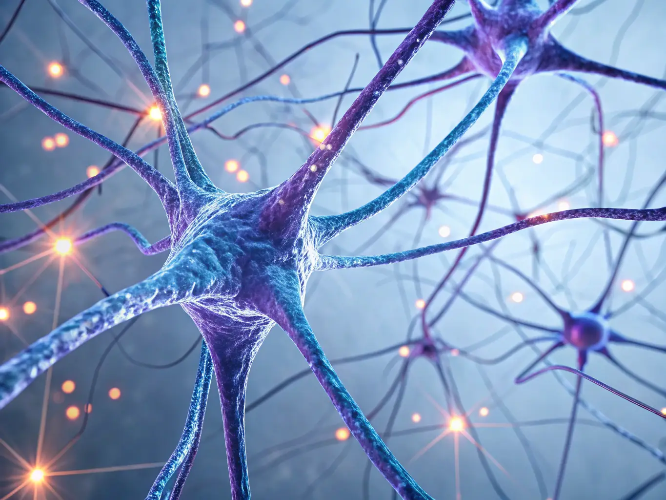 A microscopic image of nerve cells, highlighting the intricate network involved in pain signaling, used in genetic studies of chronic pain.
